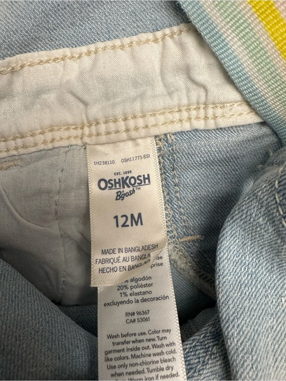 OshKosh B'gosh Baby Girls Rainbow Strap Heart Denim Shortalls Overalls 12M